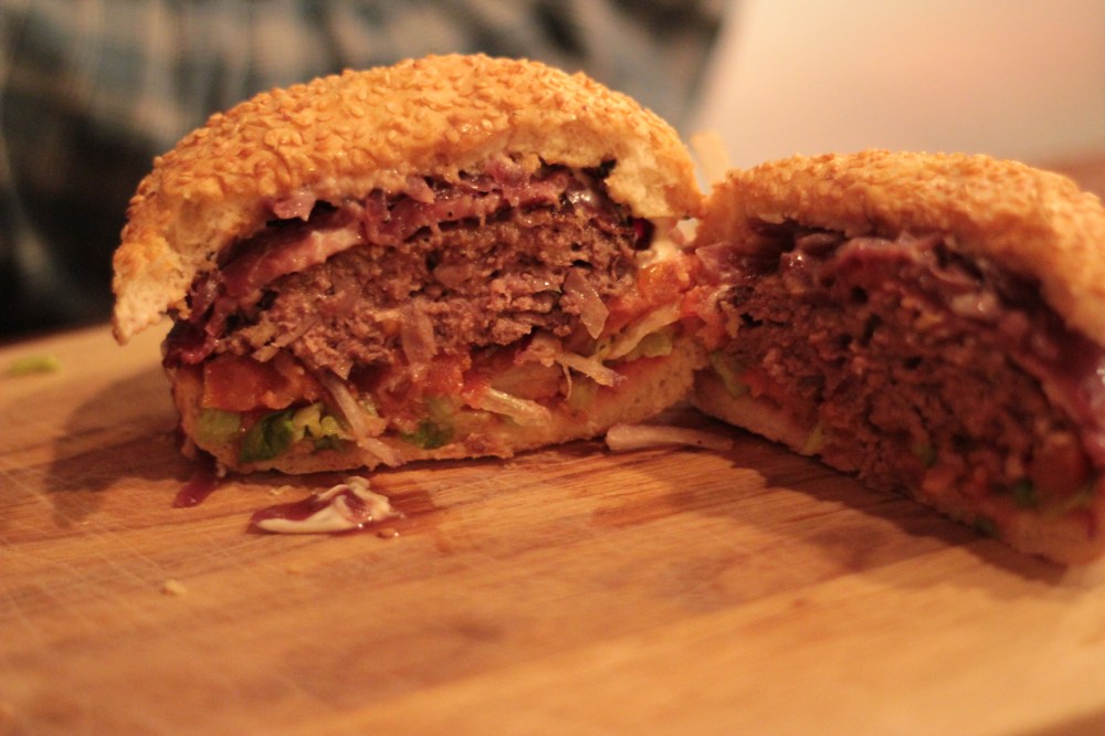 Inside the burger