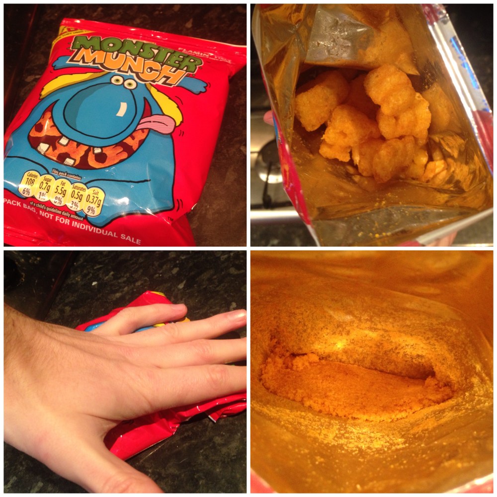 Crushing up the crisps.