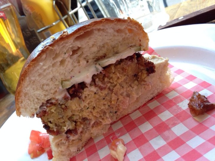 Inside the falafel burger