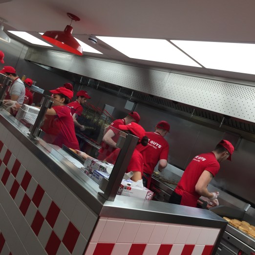 Burgers being made up.